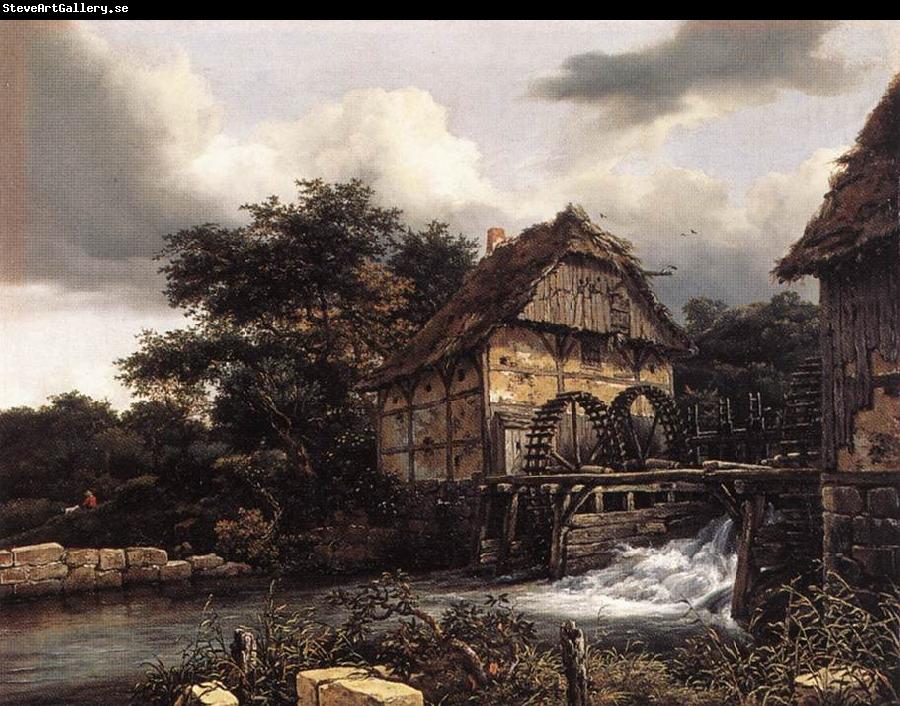 RUISDAEL, Jacob Isaackszon van Two Water Mills and an Open Sluice dfh